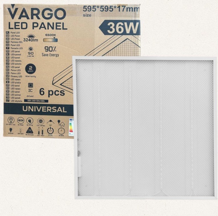 Світлодіодна панель VARGO 36W призматик 595*595 118531